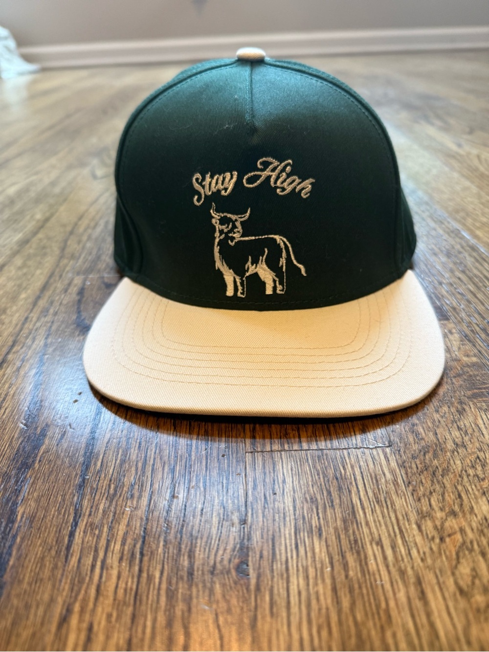 Stay High Two-Tone Snapback Hat - Green and Cream